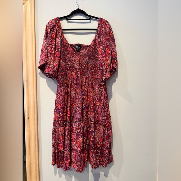 Angie Red and Pink Floral Mini Dress - Picture 2 of 6